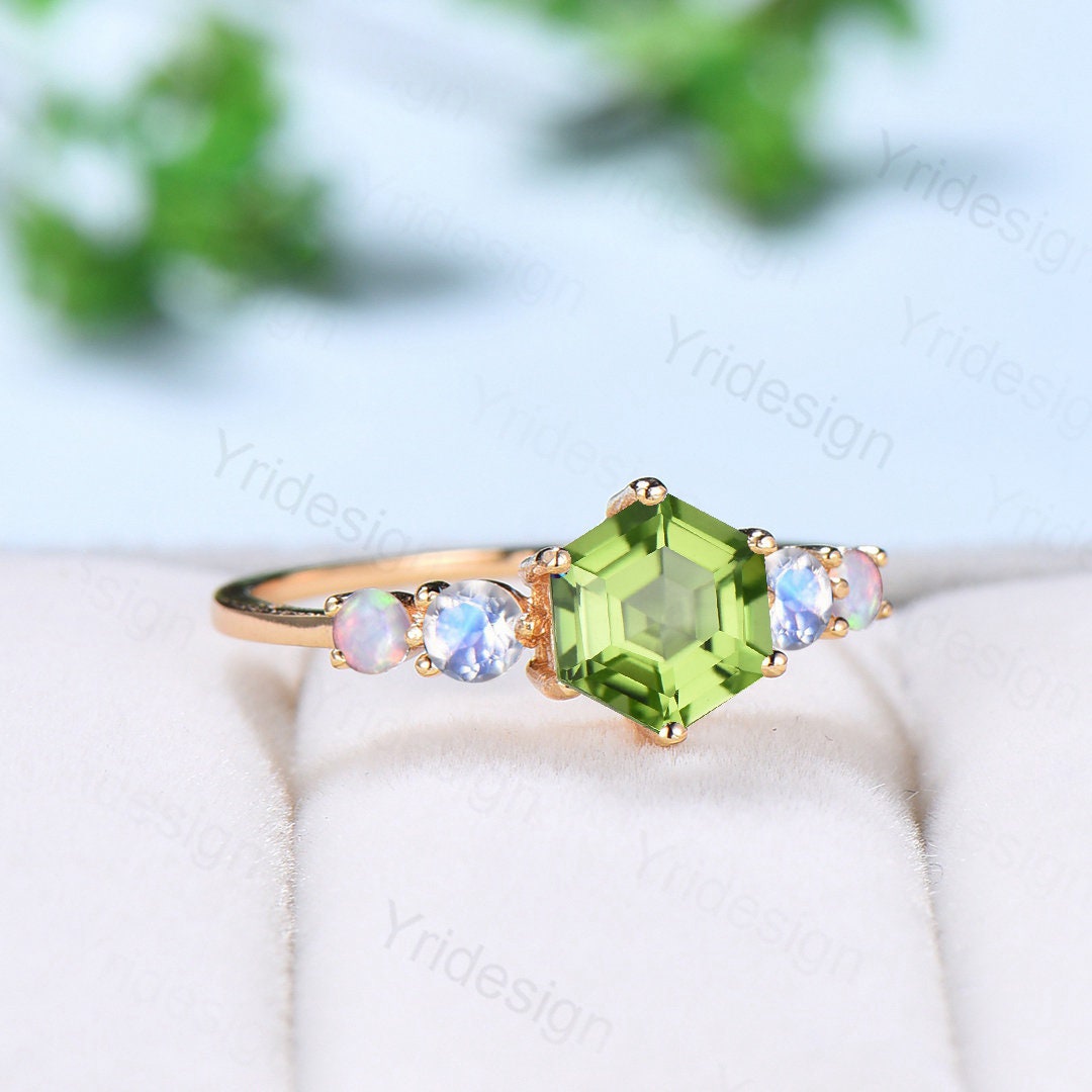 WEAINY Natural Peridot Ring S925 Sterling Silver White Gold Ring Ladies  Popular Peridot Gemstone Jewelry Give Female Gift - AliExpress