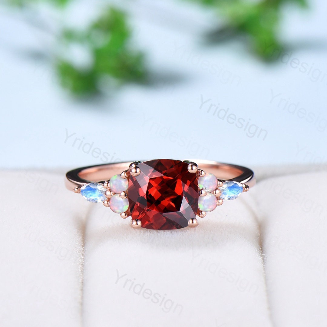 Blue garnet engagement on sale ring