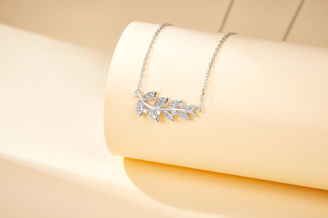 Marquise Unique Leaf Pendant Gold Leaves Necklace, Dainty Silver Necklace Gold Leaves Pendant Necklace, Elegant Jewelry, Bridesmaid Jewelry - PENFINE