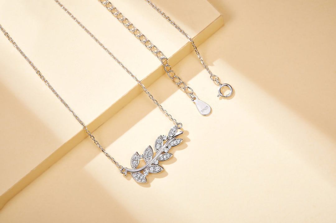 Marquise Unique Leaf Pendant Gold Leaves Necklace, Dainty Silver Necklace Gold Leaves Pendant Necklace, Elegant Jewelry, Bridesmaid Jewelry - PENFINE