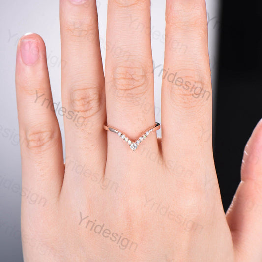 Vintage Opal wedding band Womens Opal wedding Ring Rose gold opal ring Art deco opal ring Fire opal stacking ring curved V Wedding Band - PENFINE