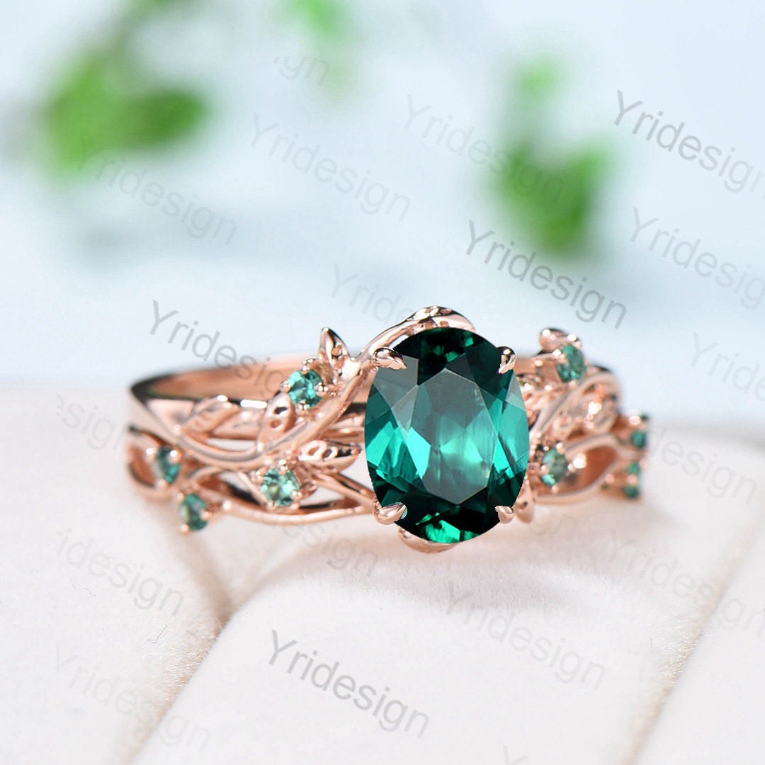 Emerald and deals rose gold ring