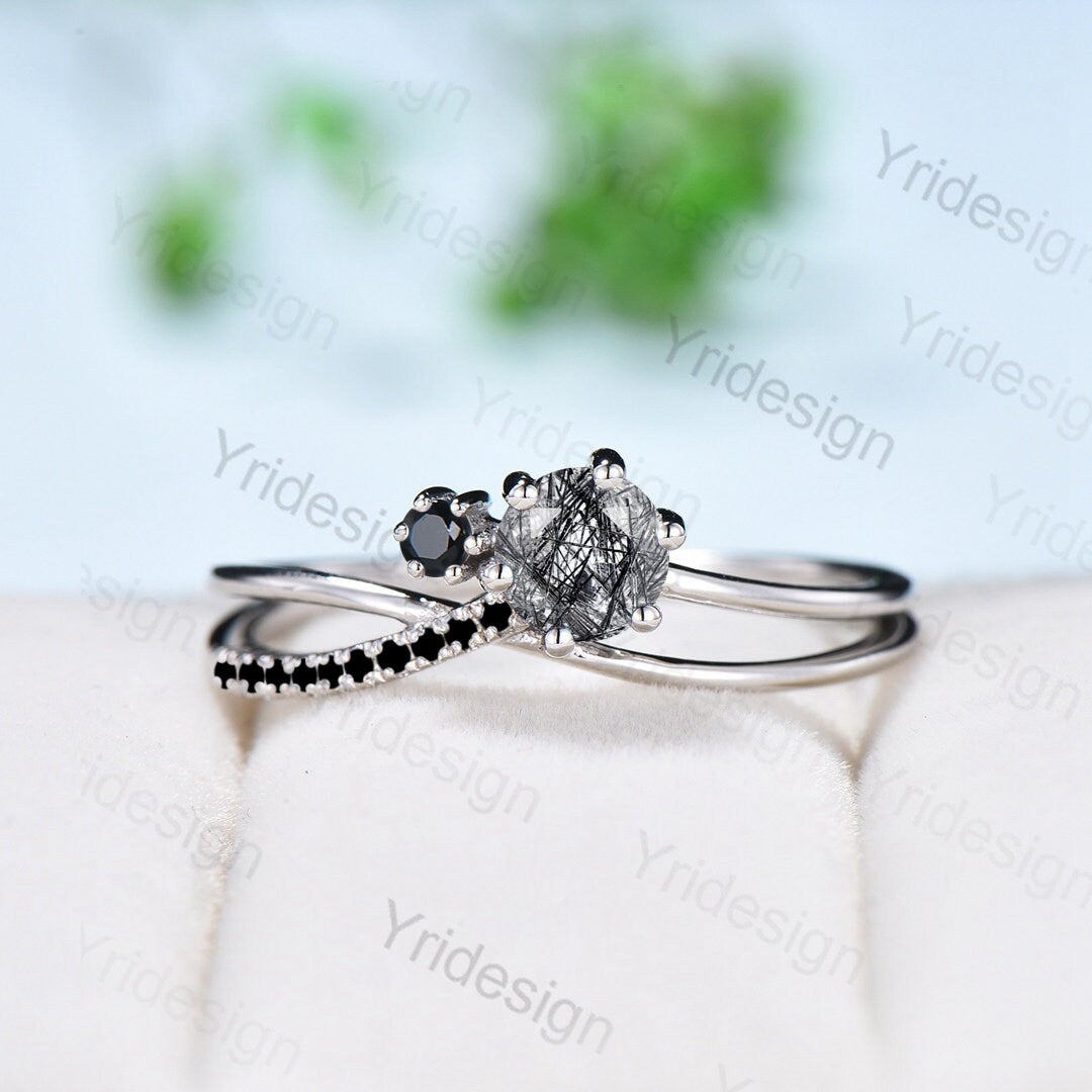 Black Diamond Butterfly Engagement Rings Rose Gold ADLR525