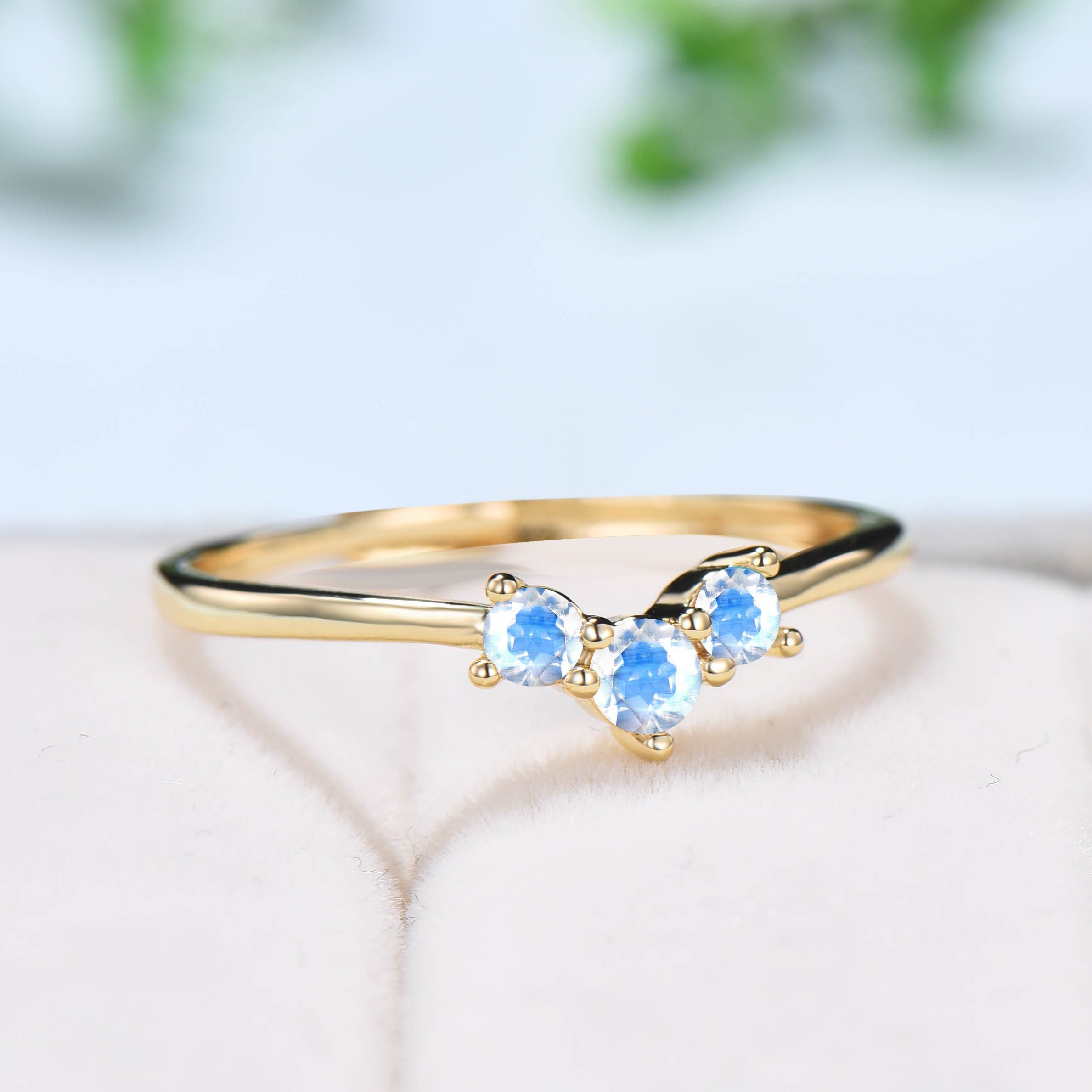Vintage Alexandrite Engagement Ring Set Rose Gold Five Stone Pear Moon –  PENFINE