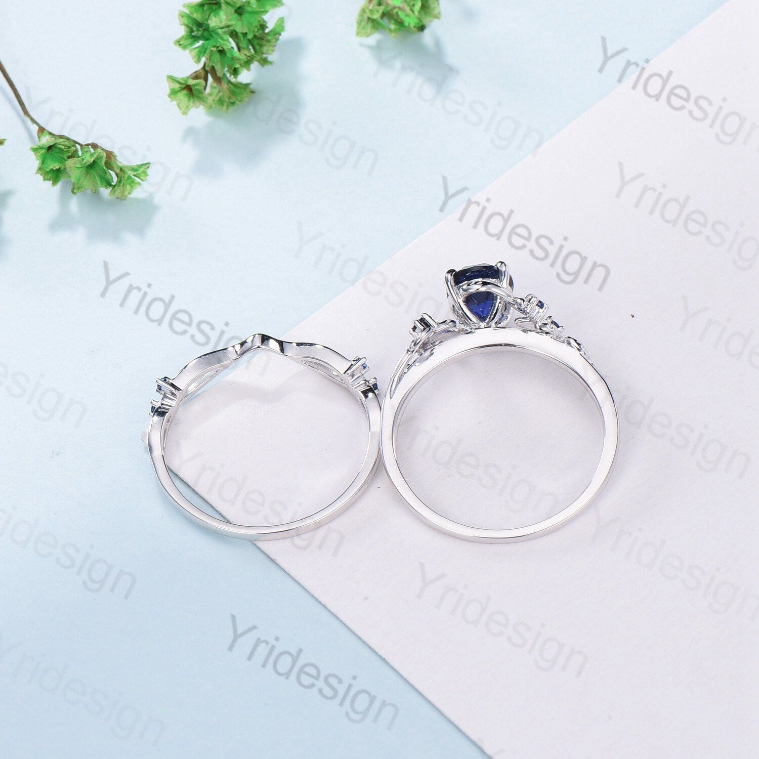 Blue stone hot sale couple ring