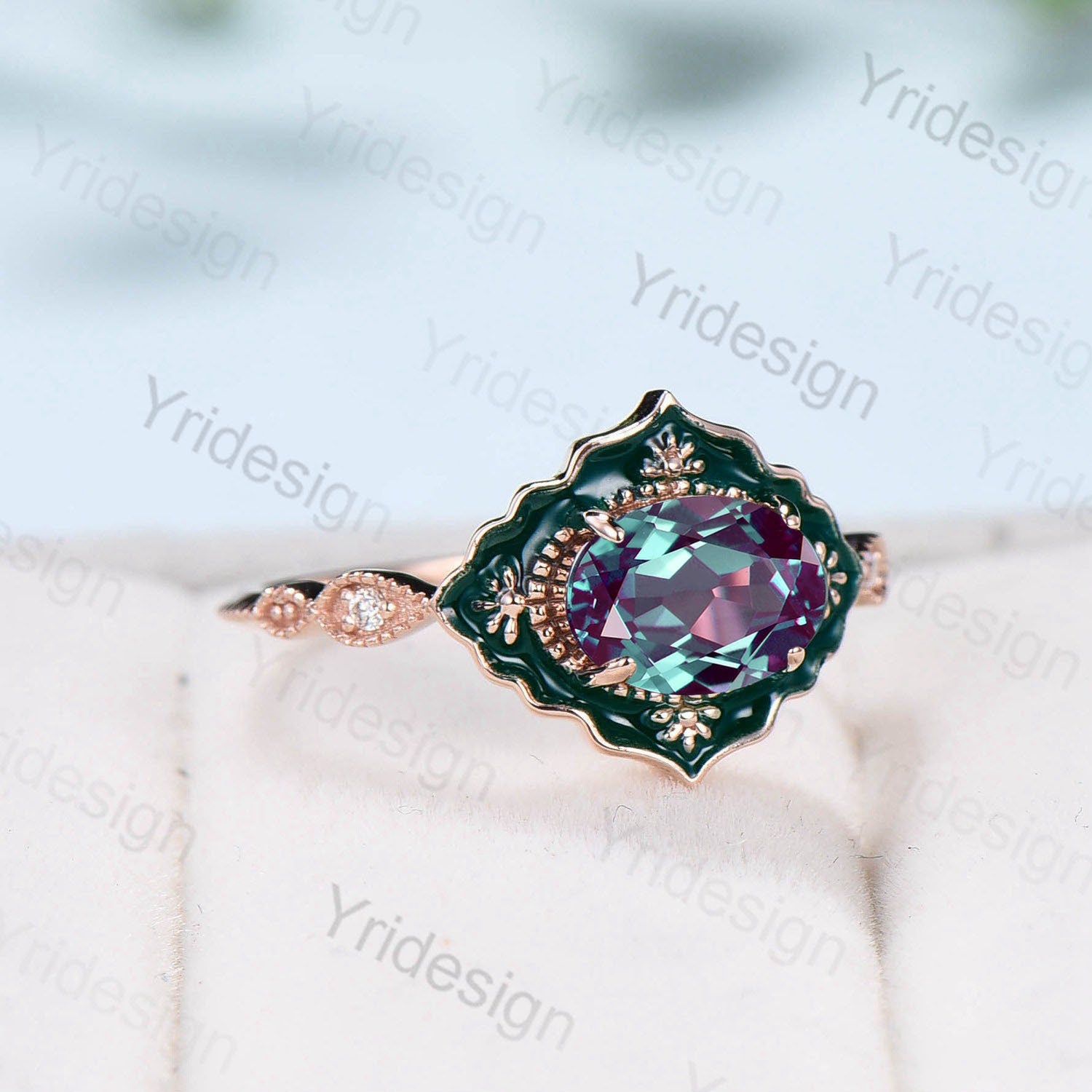 Buy Vintage Alexandrite Ring Gold Silver Emerald Cut Alexandrite Engagement  Ring Flower Marquise Moissanite Ring for Women Anniversary Gifts Online in  India - Etsy