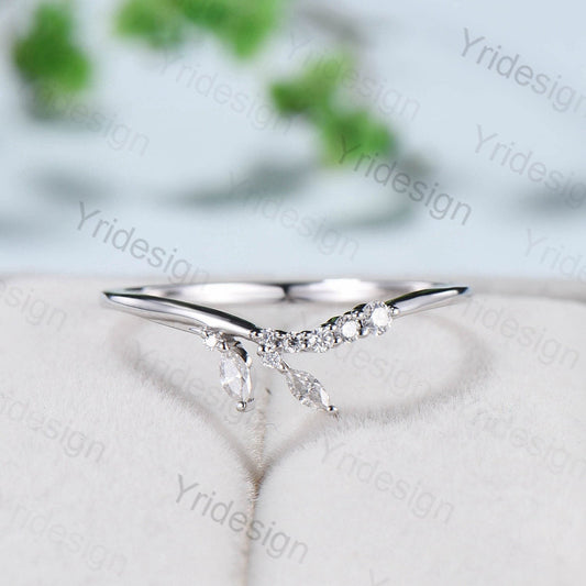 Crown wedding ring for women Art deco Diamond wedding band Vintage