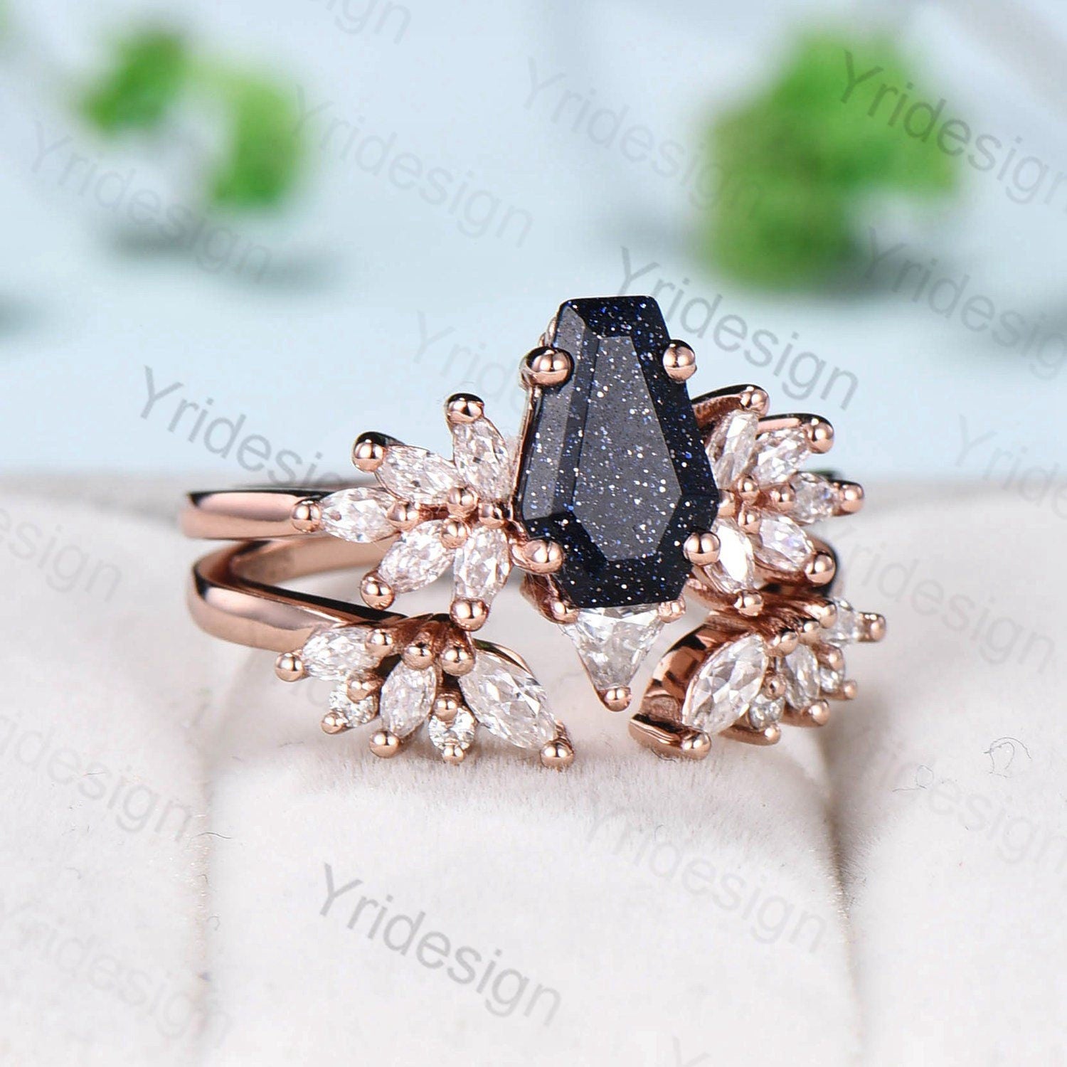 Vintage pear shaped moissanite engagement ring leaf flower solitaire u –  WILLWORK JEWELRY