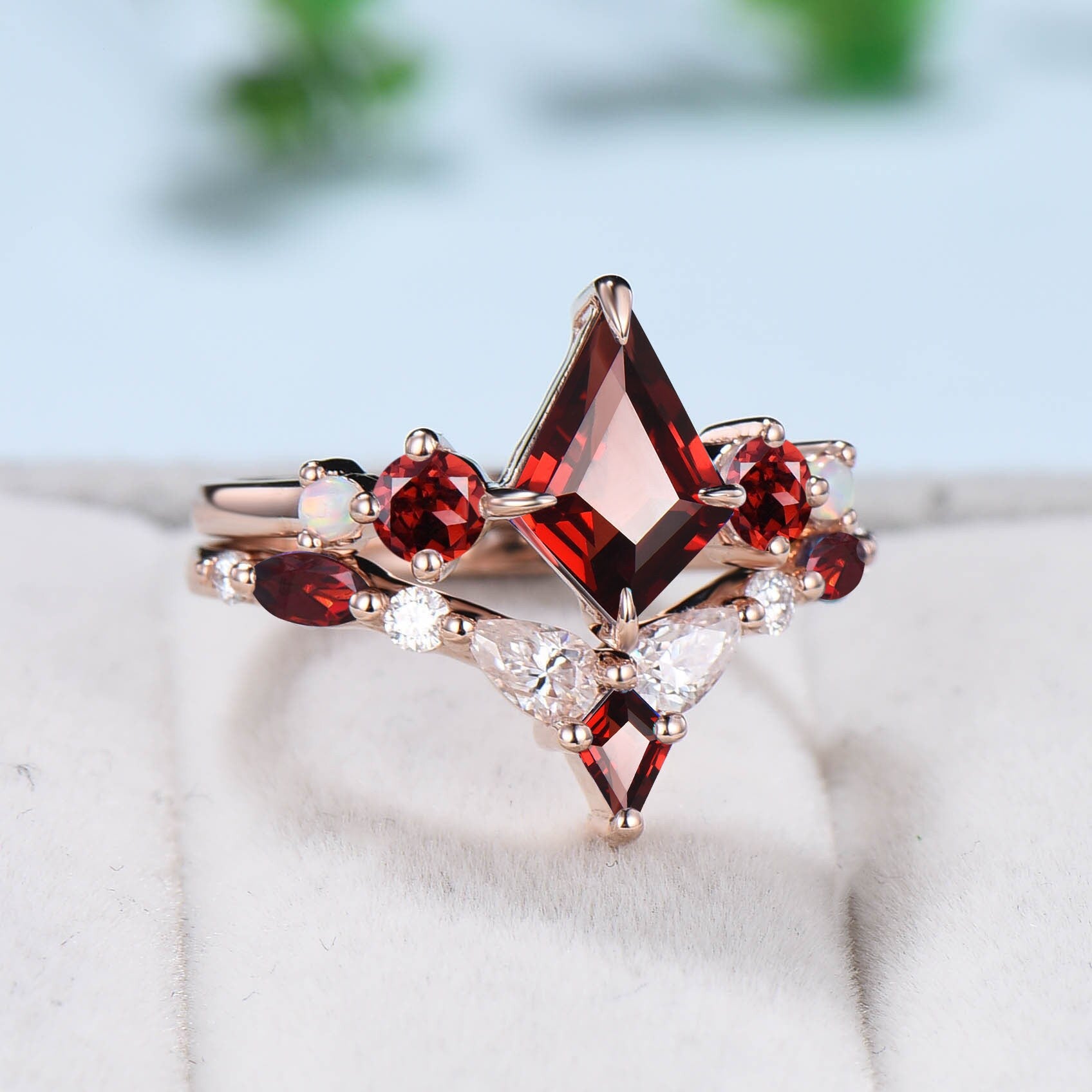 Womens Genuine Red Garnet 18K Gold Over Silver Flower Cluster Cocktail Ring  - JCPenney