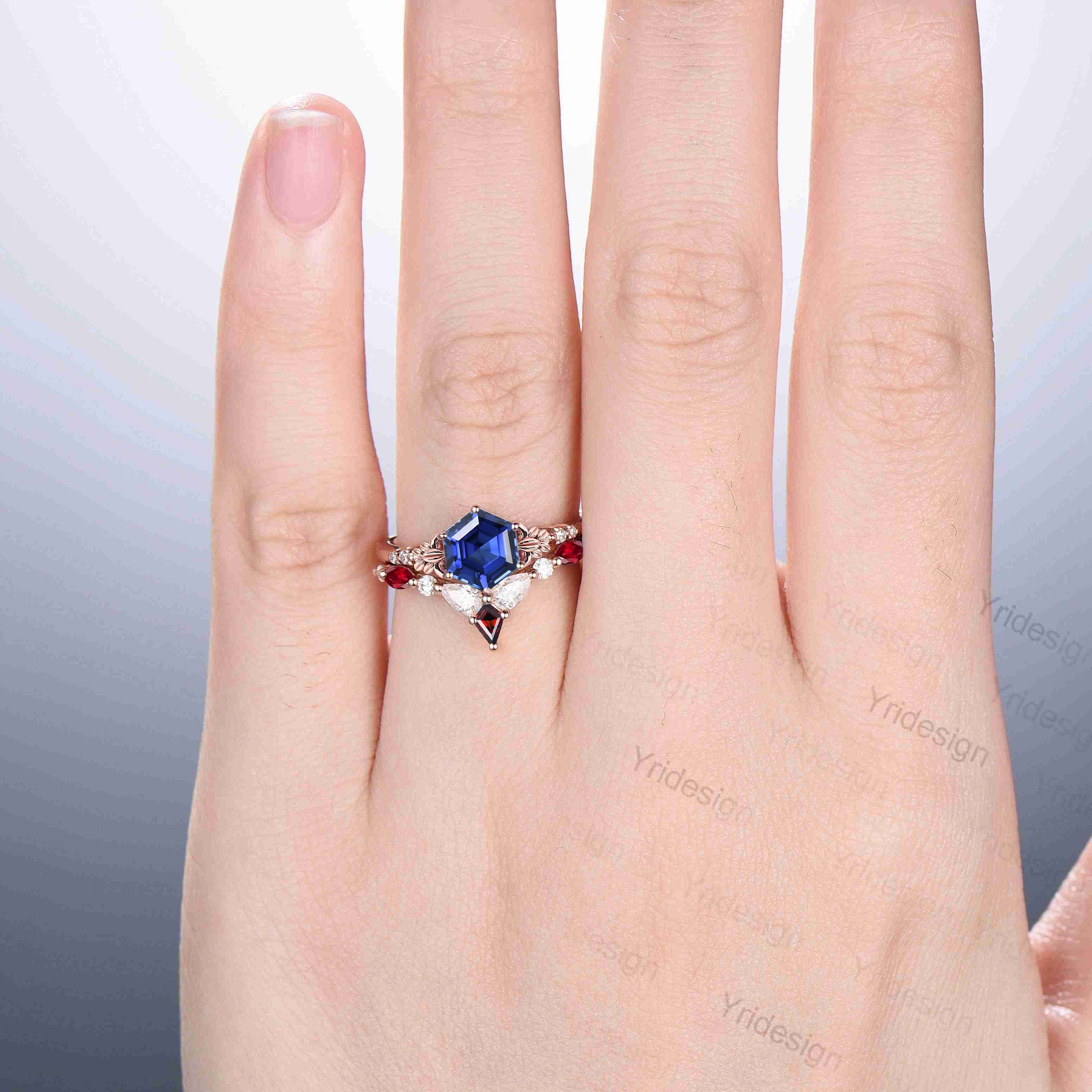 Blue sapphire deals and ruby ring