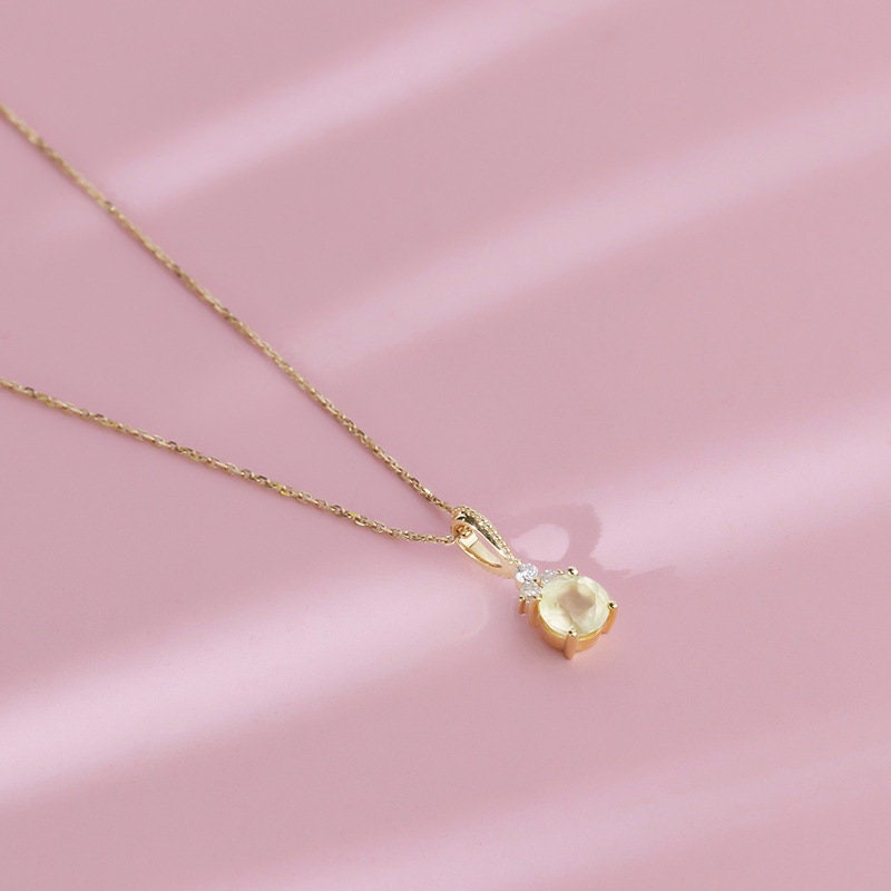 14K White Gold Pink Moissanite Necklace