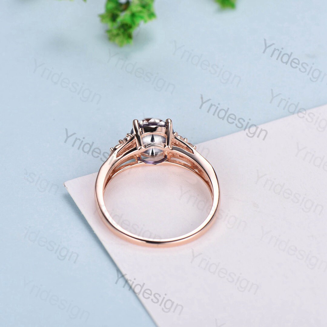 Vintage Lab Grown Diamond Engagement Ring IGI Certificate Celtic Love Conflict Free Diamond Cluster Wedding Ring Rose Gold Anniversary Gift - PENFINE