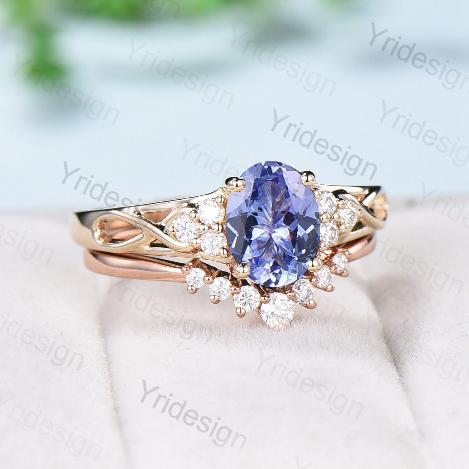 Vintage tanzanite deals engagement rings