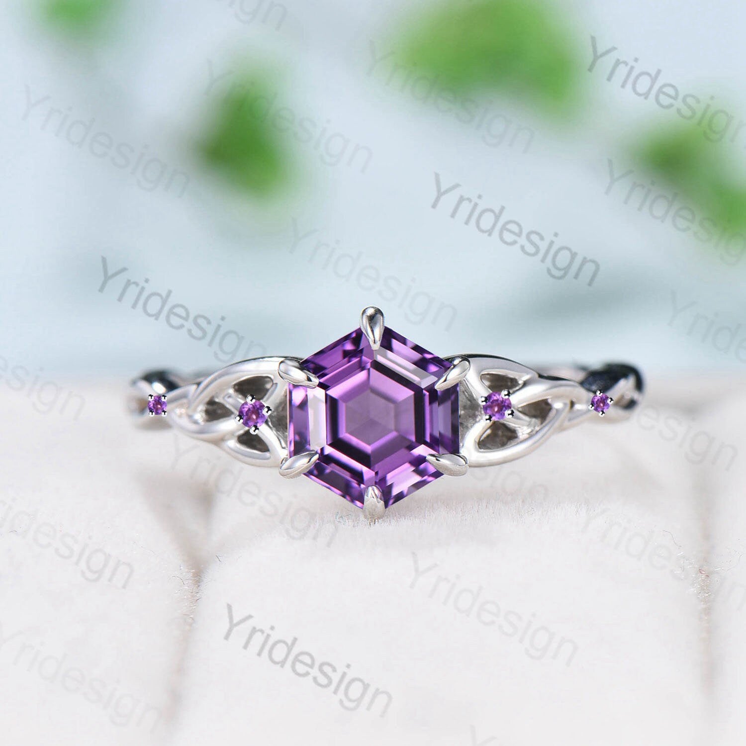 COPY factory Vintage Solid 925 Sterling Silver Natural Amethyst Solitaire Ring, Size 6.5