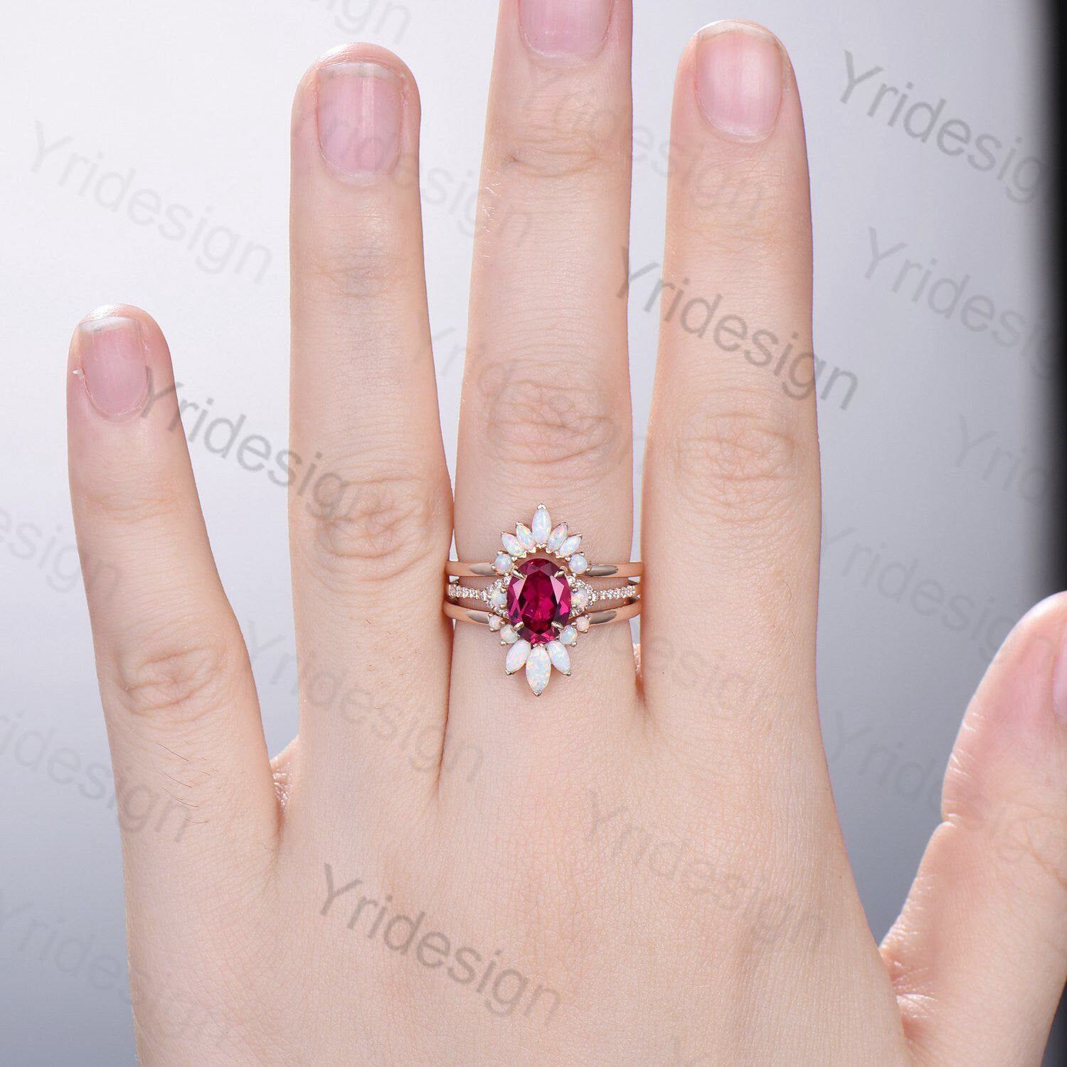 14kt Art Nuevo antique ruby and outlets opal ring