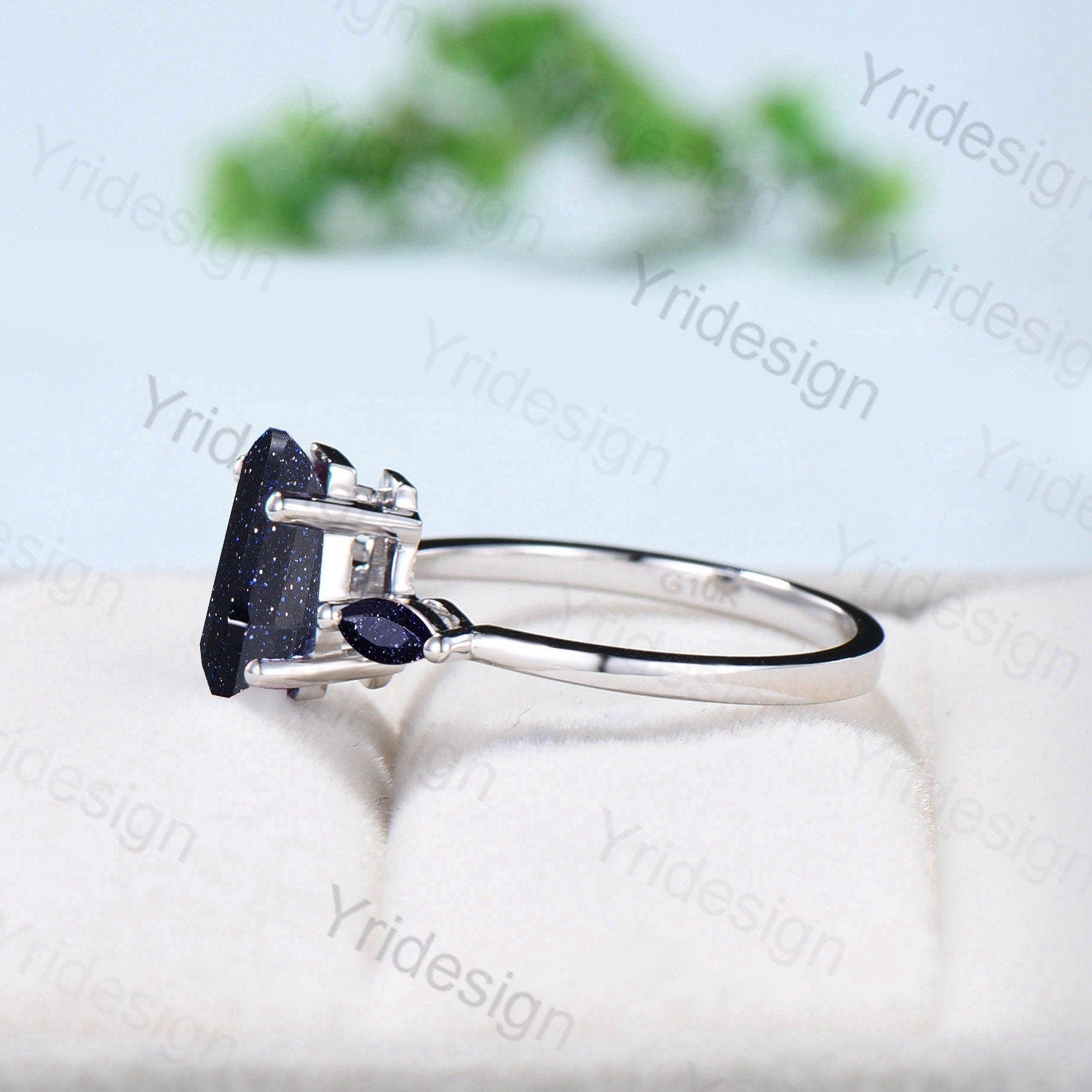 Goldstone Ring - Womens Ring - Square authentic Stone - Handmade silver ring