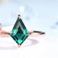 Dainty Emerald Engagement Ring Set Kite Cut Solitaire Minimalist Wedding Set Rose Gold Art Deco May birthstone Bridal Set Anniversary Gift - PENFINE