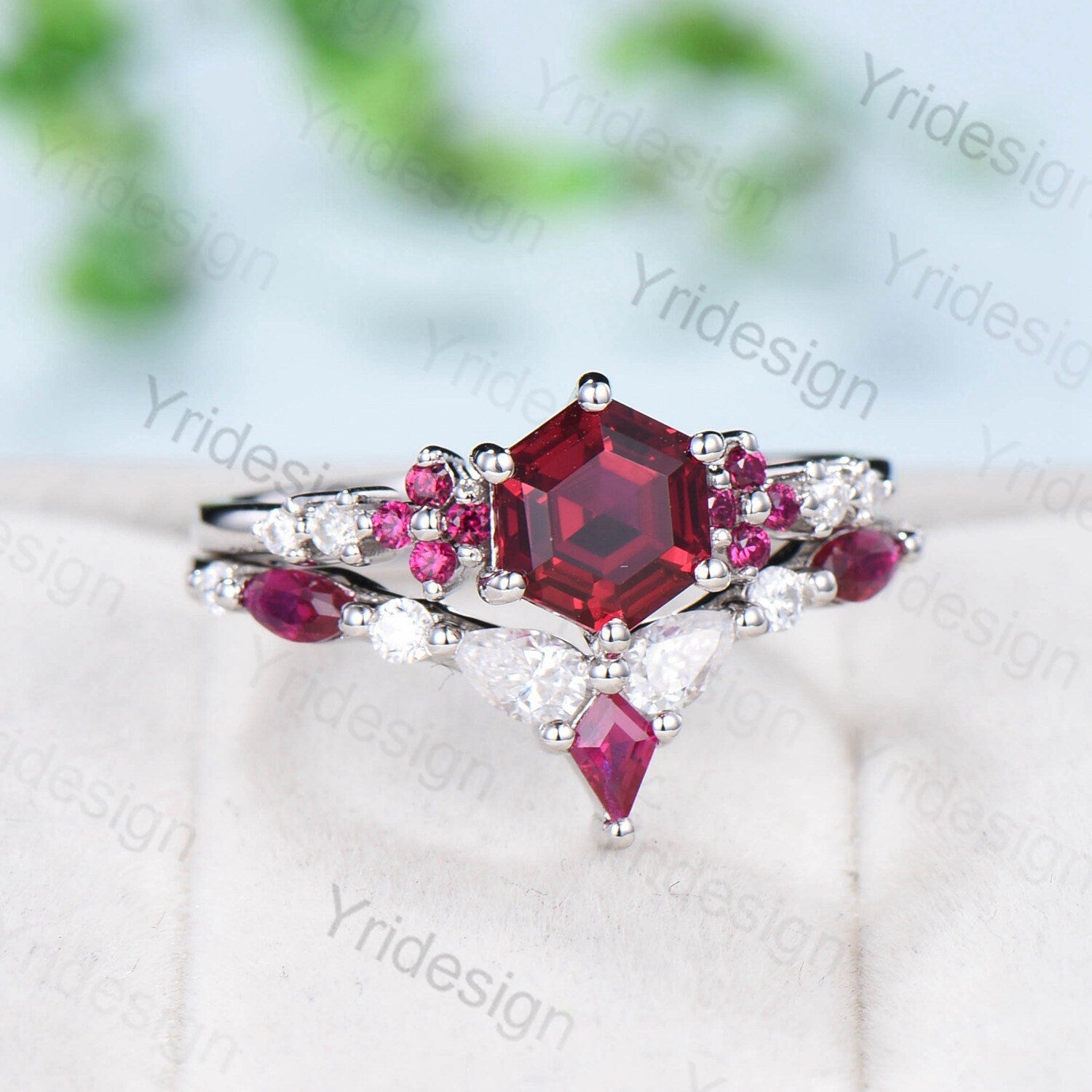 Size 2024 8.25 RUBY FINE ART RING Solid 925 Sterling Silver/Gold Diamond Topaz WOW!