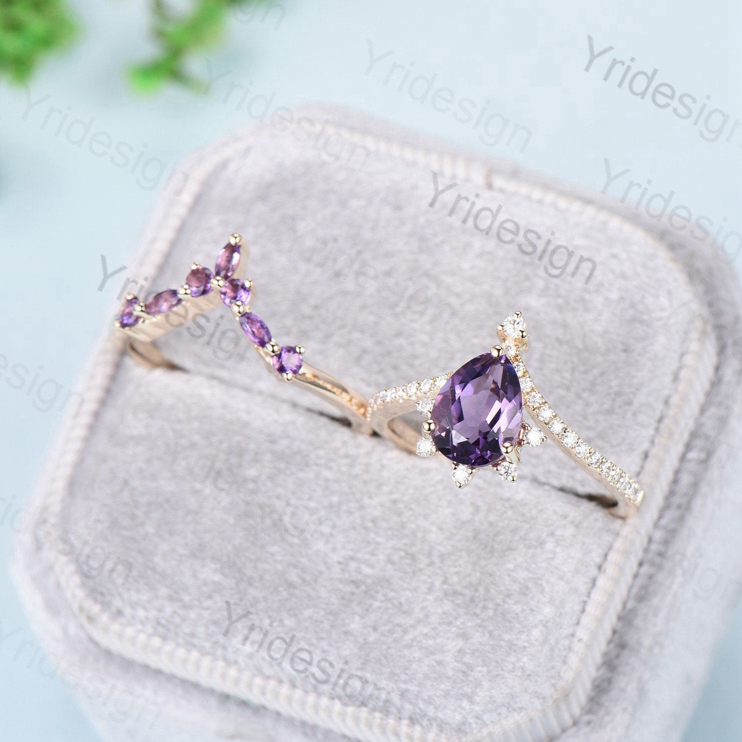 Antique Ametrine Engagement Ring Pear Shaped Ametrine Art Deco Wedding Ring Leaf Style Bridal Ring Vintage Ametrine Women popular Anniversary Ring