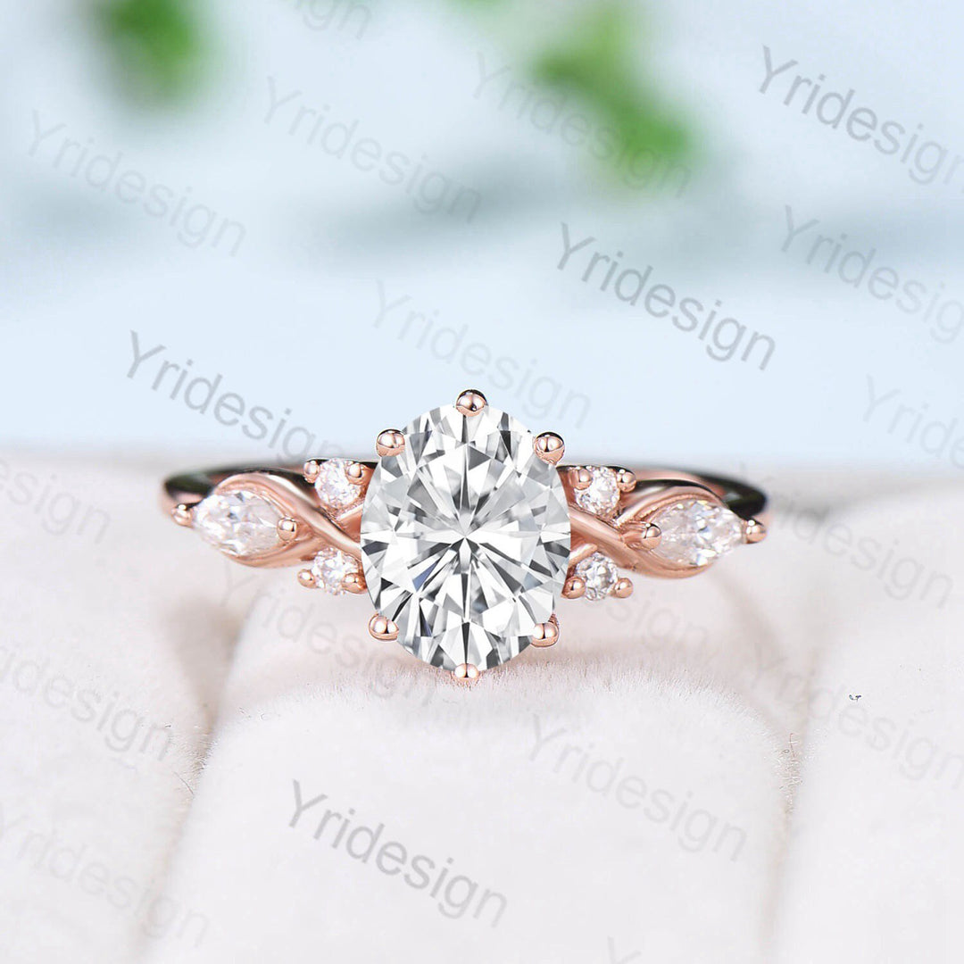 1.5 Carat VS1 Oval Lab Grown Diamond Engagement Ring Infinity Diamond Engagement Ring Unique Twisted  Marquise Diamonds Wedding Ring Gift - PENFINE