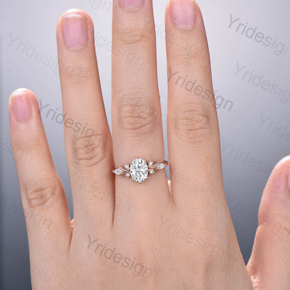 1.5 Carat VS1 Oval Lab Grown Diamond Engagement Ring Infinity Diamond Engagement Ring Unique Twisted  Marquise Diamonds Wedding Ring Gift - PENFINE