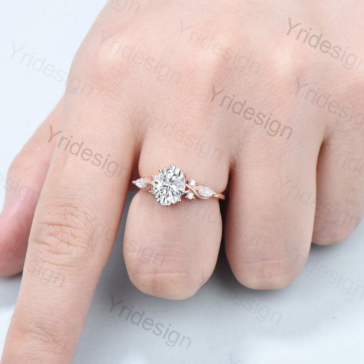 1.5 Carat VS1 Oval Lab Grown Diamond Engagement Ring Infinity Diamond Engagement Ring Unique Twisted  Marquise Diamonds Wedding Ring Gift - PENFINE