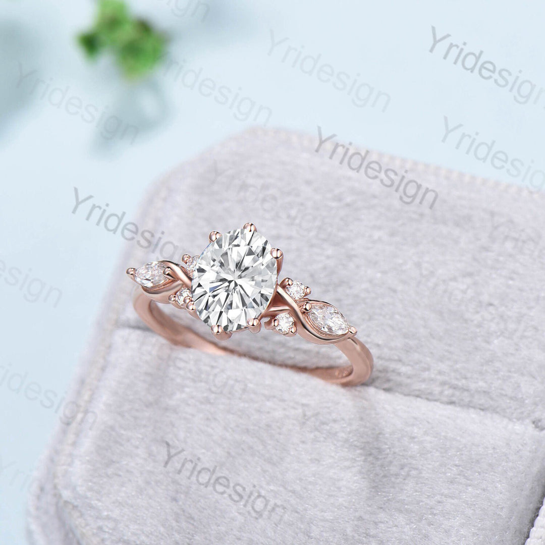 1.5 Carat VS1 Oval Lab Grown Diamond Engagement Ring Infinity Diamond Engagement Ring Unique Twisted  Marquise Diamonds Wedding Ring Gift - PENFINE