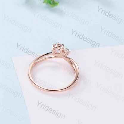 Dainty Diamond Engagement Ring 5mm Round Lab Grown Diamond IGI Certificate Wedding Ring for Women 18K Split Shank Alexandrite Diamond Ring - PENFINE