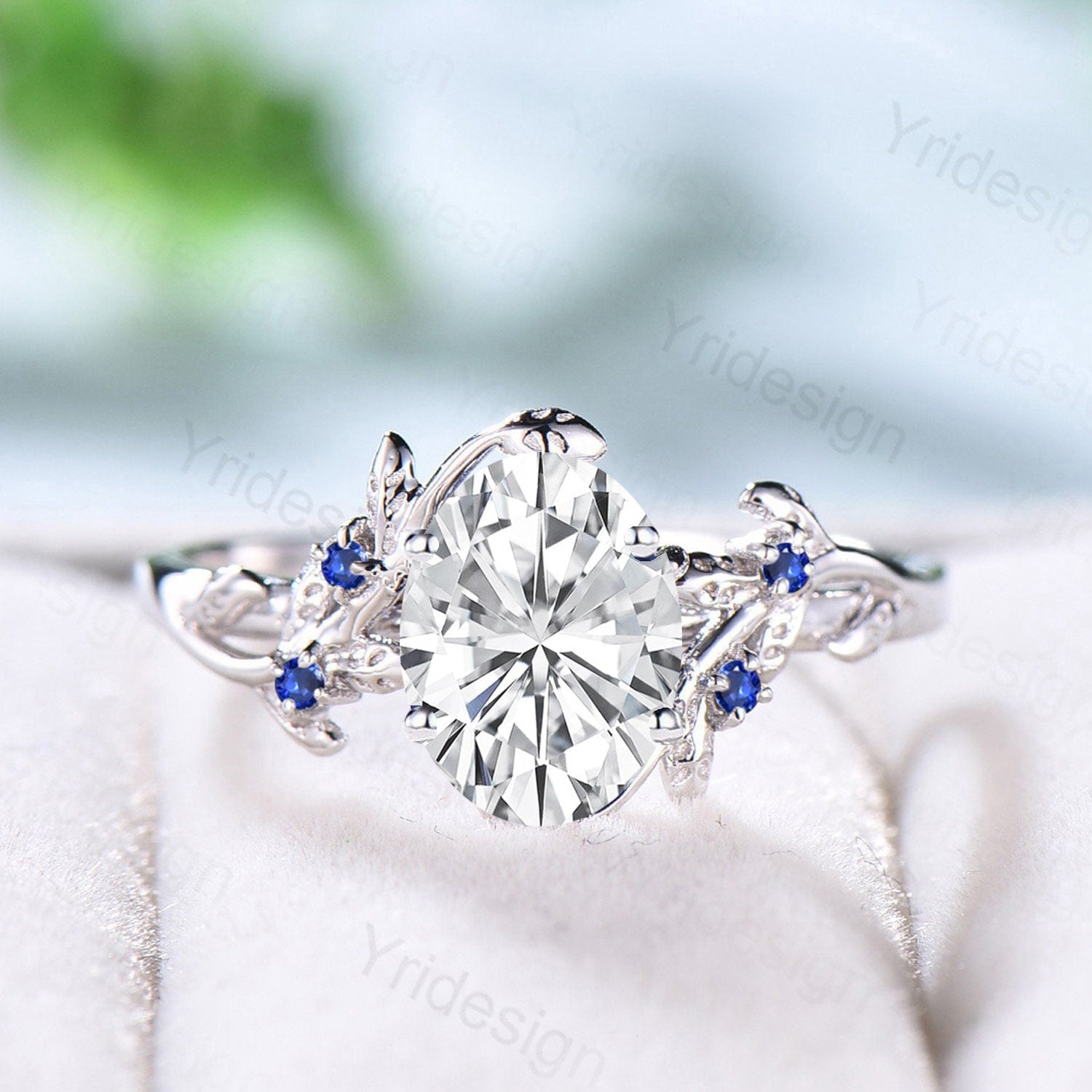 Lab created sapphire deals wedding sets