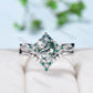 Vintage 6x9mm Pear Moss agate Ring Set Celtic Knot 14K/18K Rose Gold Infinity Engagement Ring Set Delicate Emerald Stacking Band Bridal Sets - PENFINE