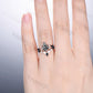 Vintage black rutilated engagement ring kite cut t black rutile crystal wedding ring set for women anniversary gift bridal promise ring - PENFINE