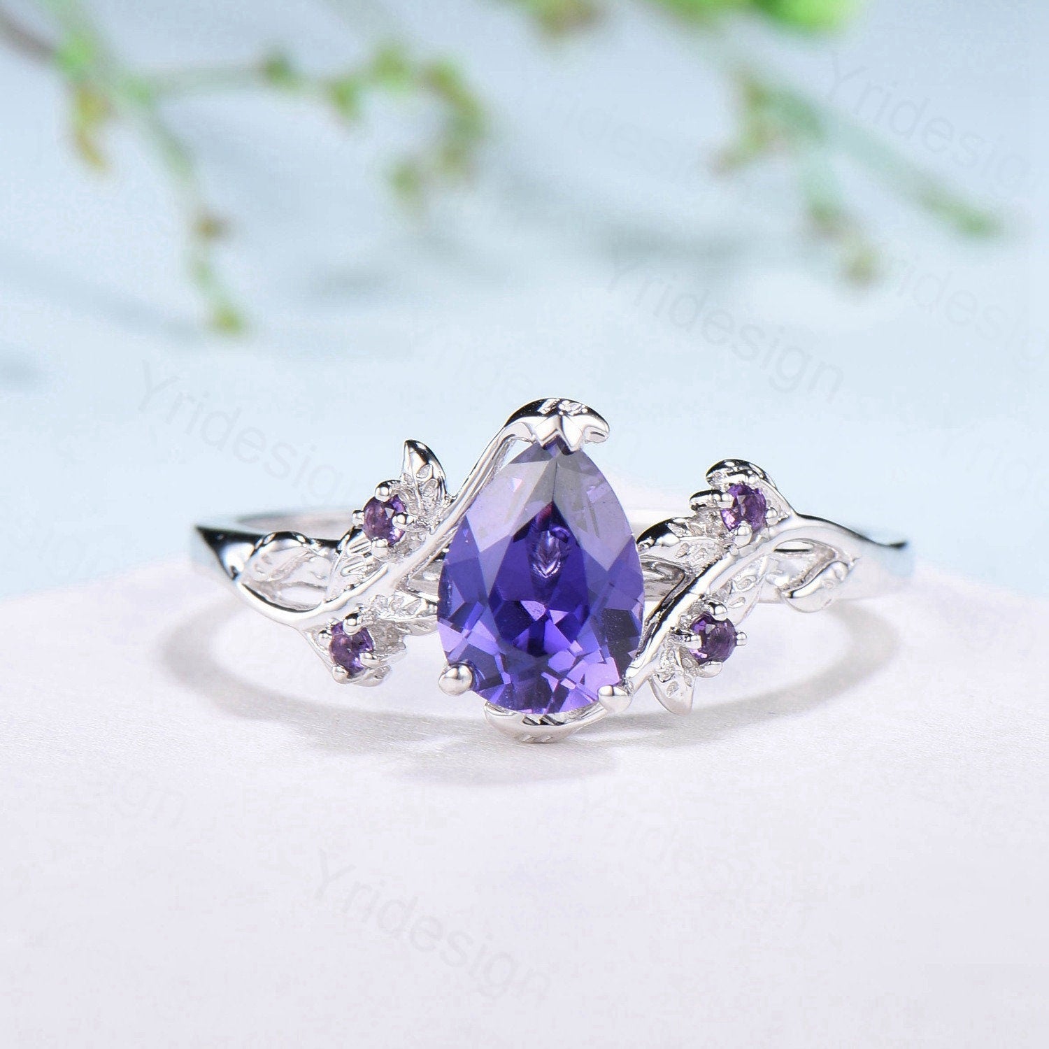1.5CT Natural Amethyst Engagement Ring East To West Purple Crystal Wed –  PENFINE