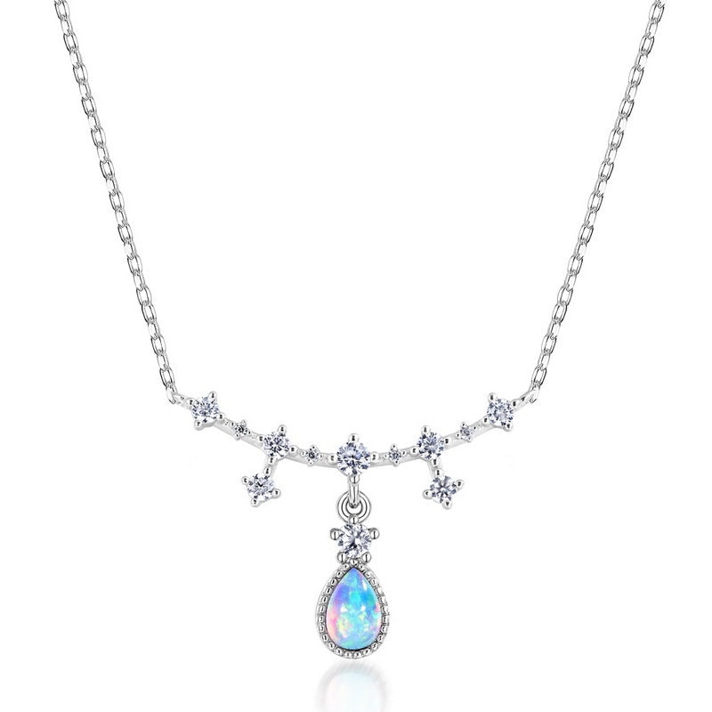vintage opal wedding set silver white gold fire opal pendant necklace unique opal stud earrings for women - PENFINE