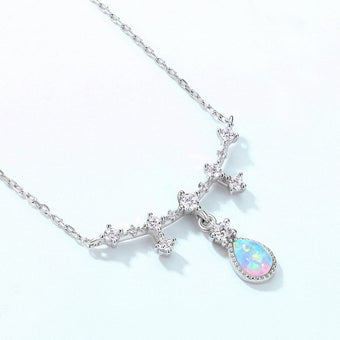 vintage opal wedding set silver white gold fire opal pendant necklace unique opal stud earrings for women - PENFINE