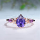 Elegant Pear Shaped Purple Sapphire Ring Set Vintage Unique Infinity Purple Crystal Engagement Ring Marquise Amethyst Wedding Proposal Gift - PENFINE