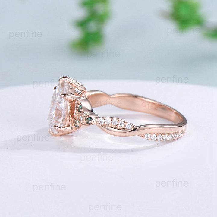 Vintage 6x9mm Pear Shaped Moissanite Engagement Ring For Women Unique Norse Viking infinity moissanite wedding ring Twig anniversary gift - PENFINE