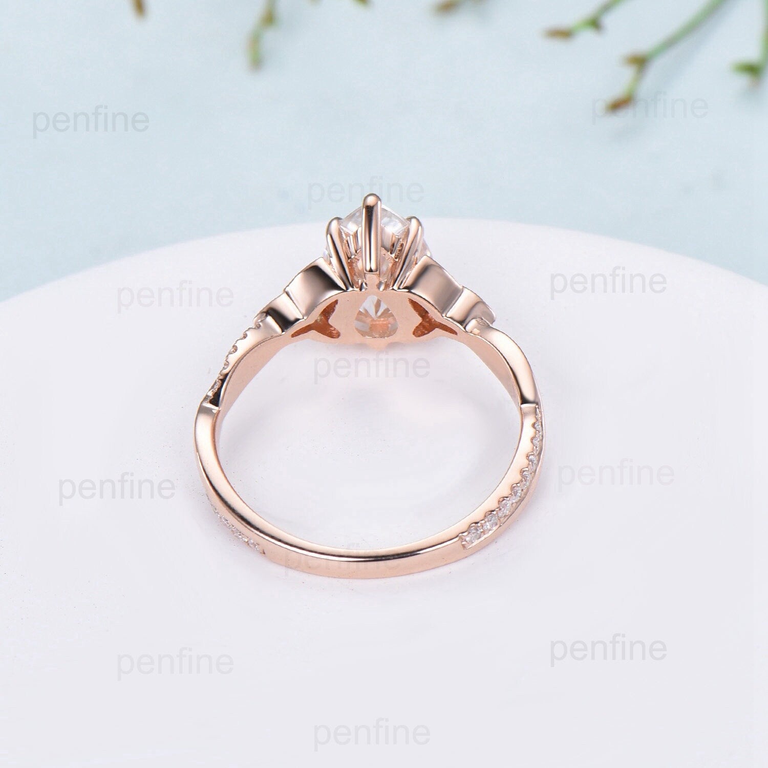 Vintage 6x9mm Pear Shaped Moissanite Engagement Ring For Women Unique Norse Viking infinity moissanite wedding ring Twig anniversary gift - PENFINE