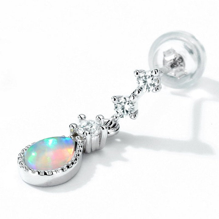 vintage opal wedding set silver white gold fire opal pendant necklace unique opal stud earrings for women - PENFINE