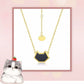 Cute cat natural black onyx pendant necklace solid 14k 18k yellow gold vintage unique Personalized owl pendant for daughter - PENFINE