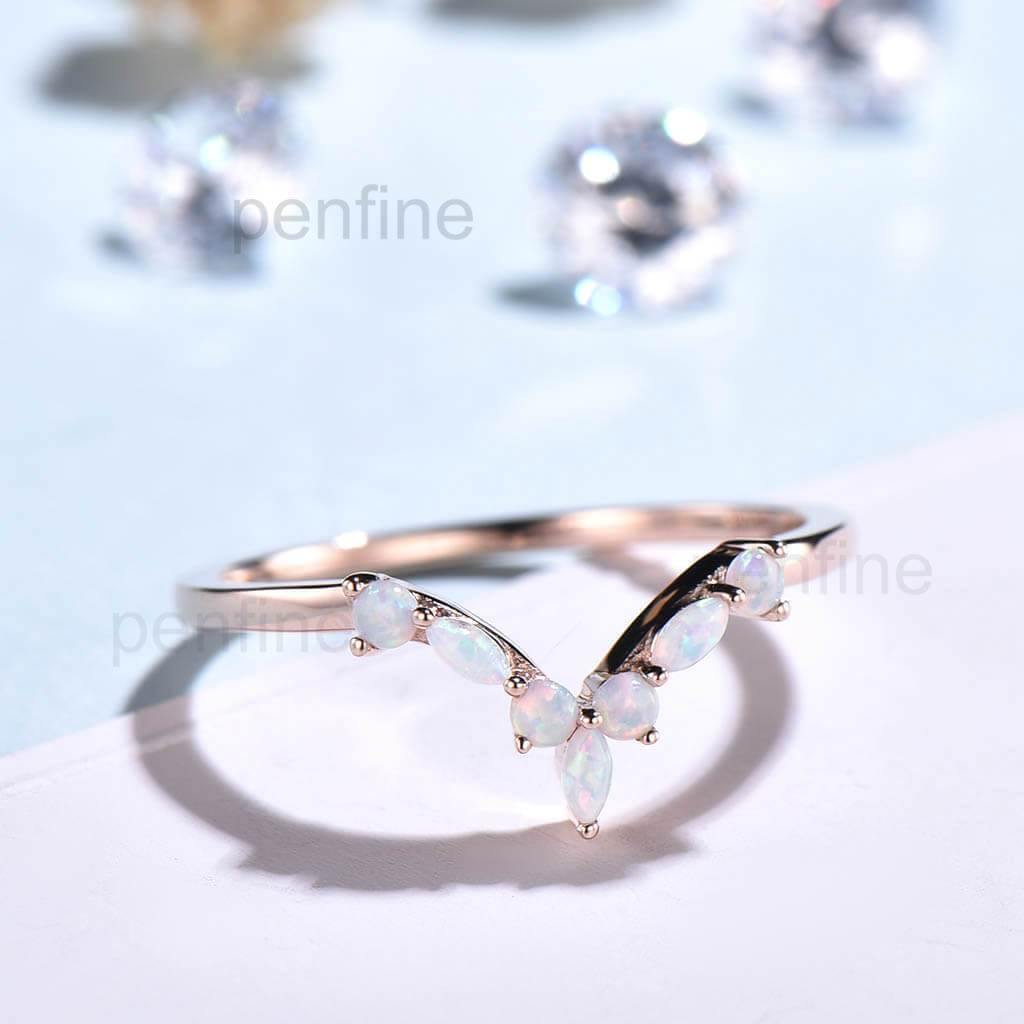 opal wedding band rose  gold