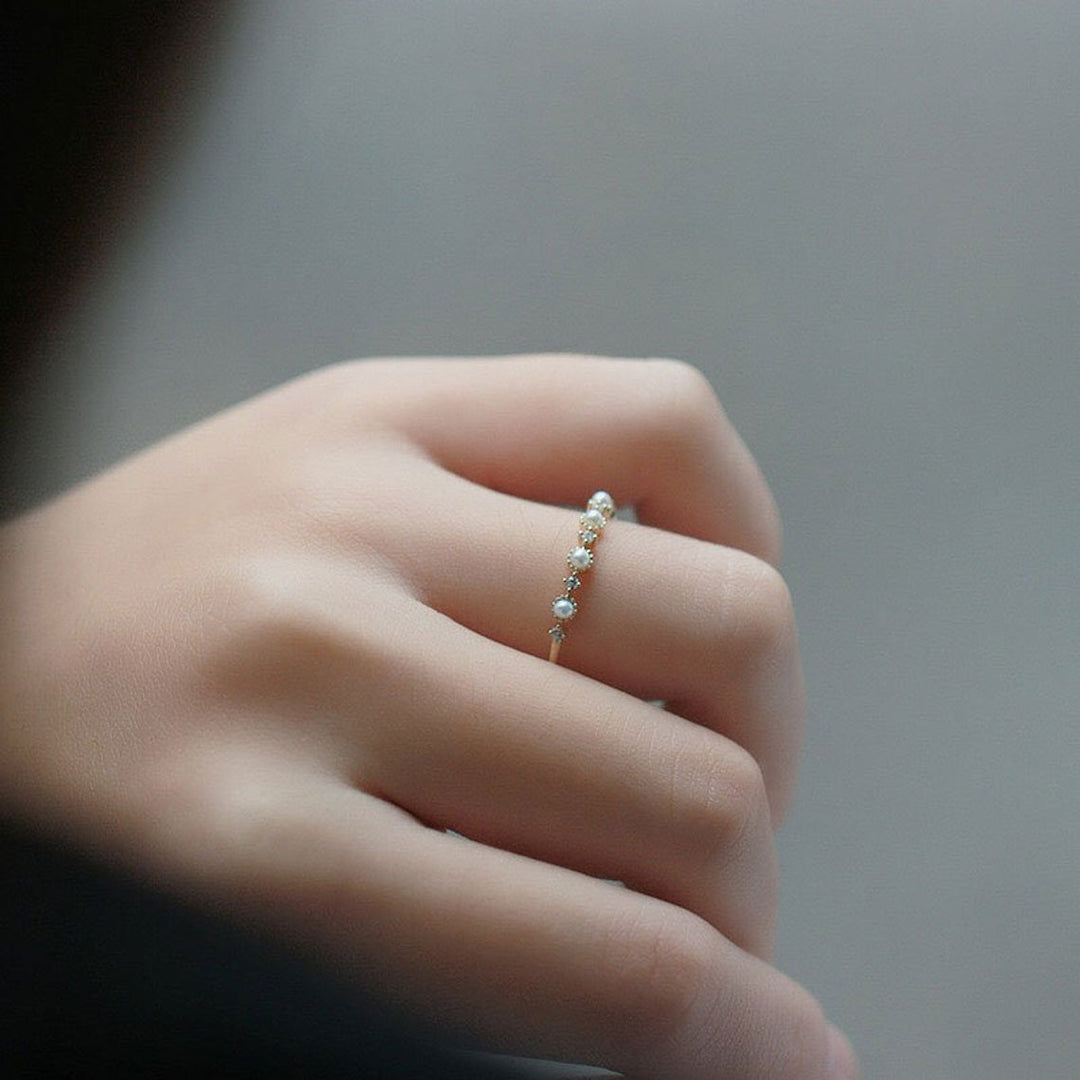 Pear Ring Minimalist Minimalist Anniversary Band Fresh Water Pearl - PENFINE