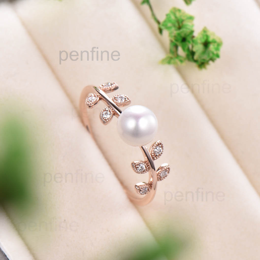 gold pearl engagement rings
